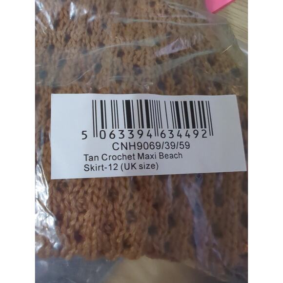 Prettylittlething Tan Crochet Maxi Beach Skirt US Size 8 NWT - Picture 7 of 7